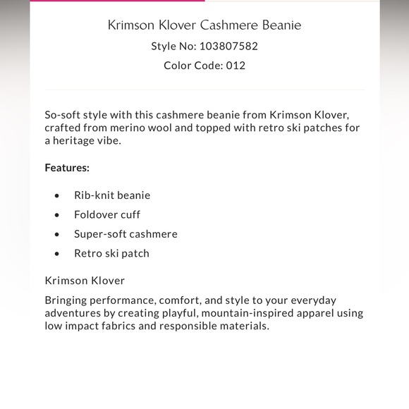 Krimson Klover Cashmere Beanie - Picture 4 of 5